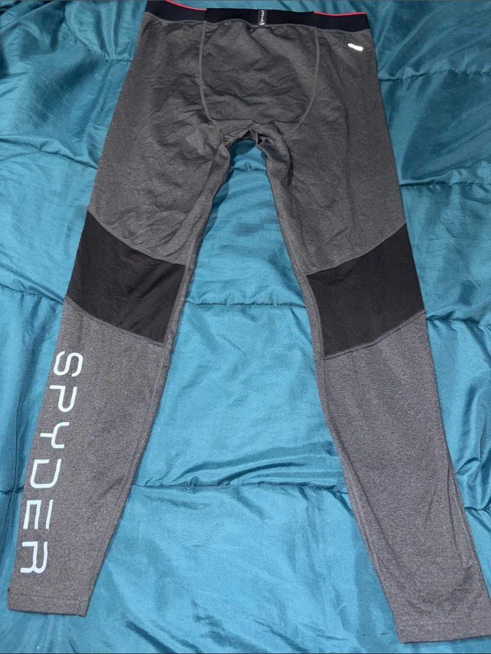 Spyder Men's Gray and Black Performance Base Layer Tights - Large